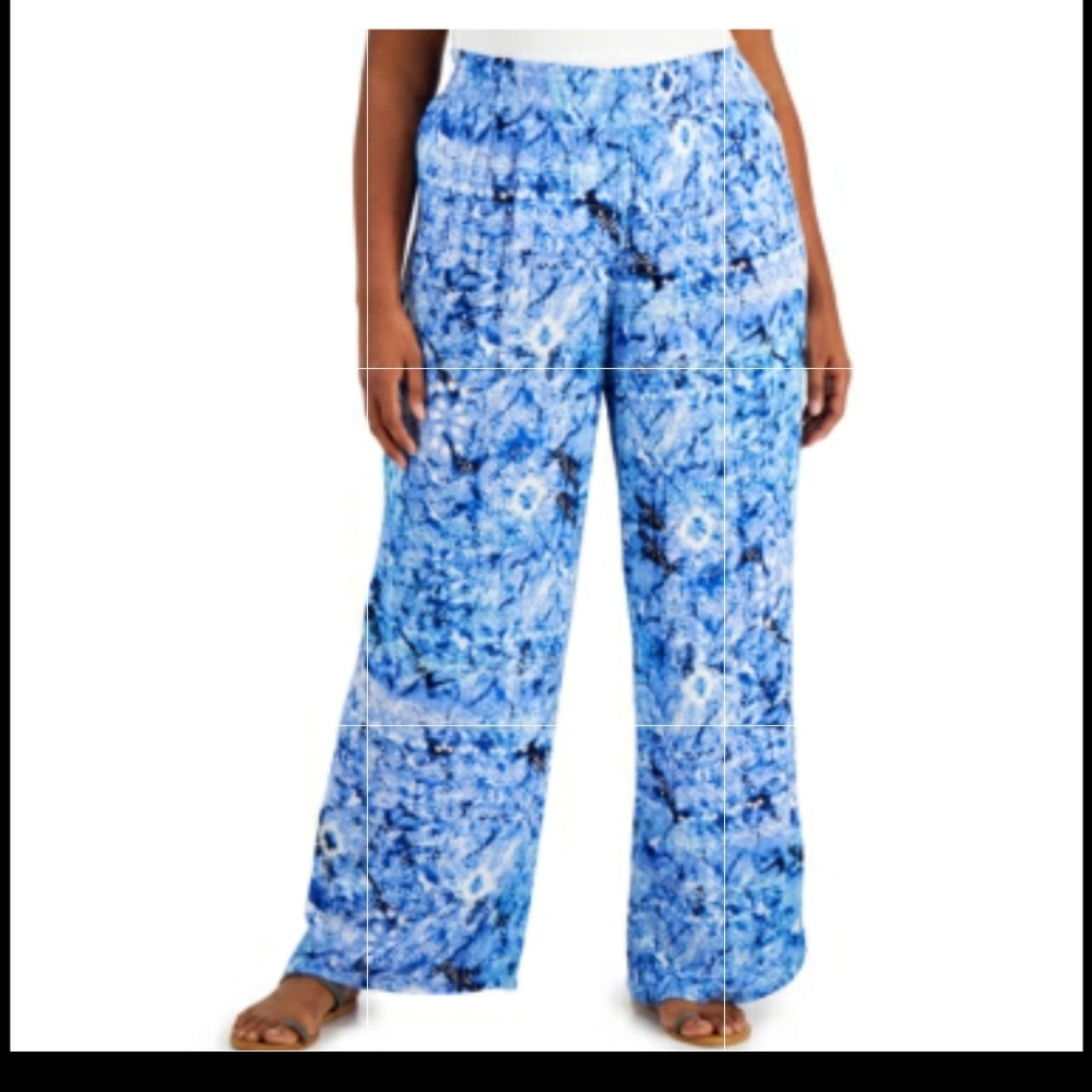 JM CollectionPlus Size L Ariana Printed Wide-Leg Pants